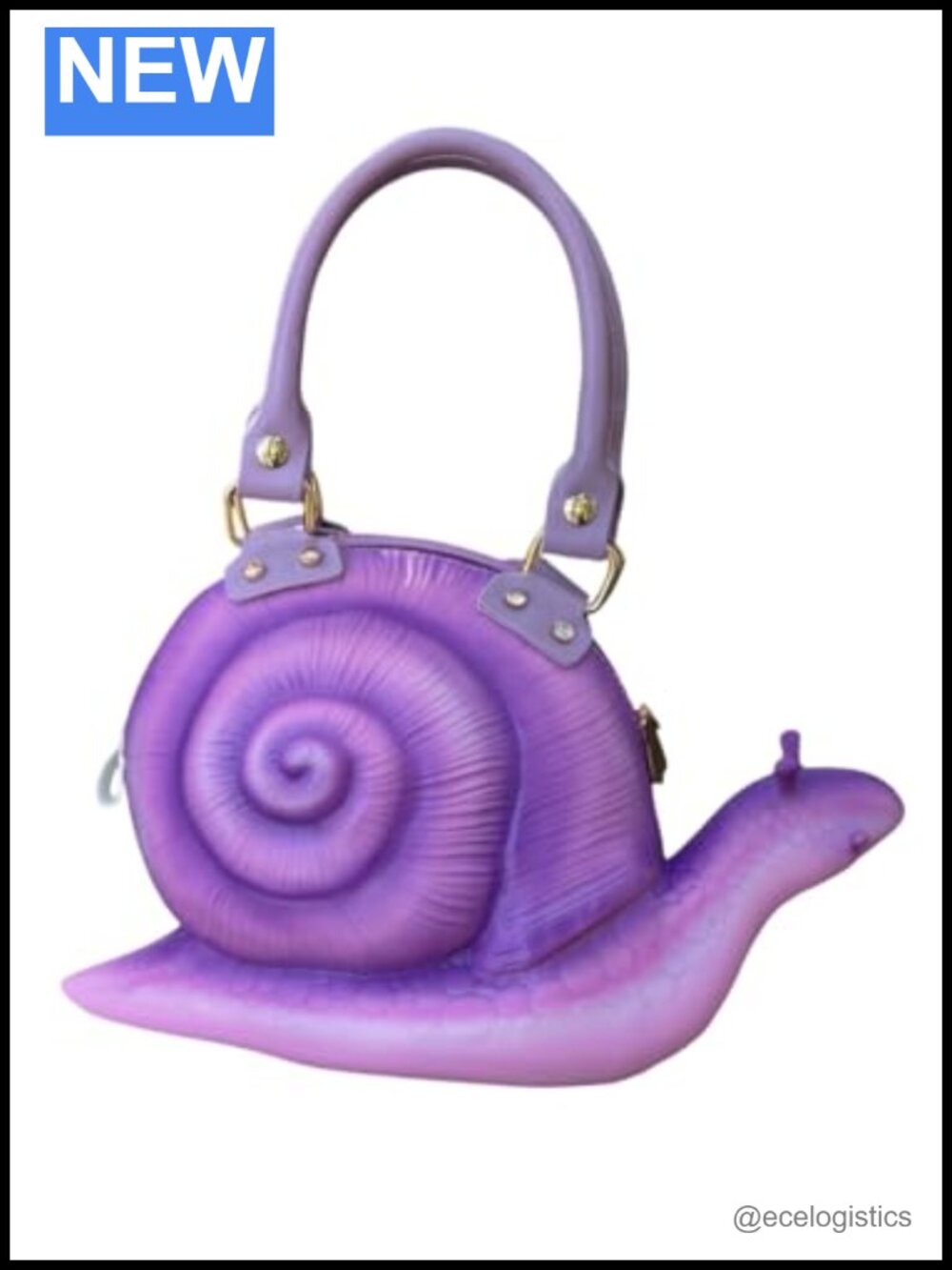 Snail Satchel Head Handbag Purse Vegan Vinyl Crossbody Removable Handles